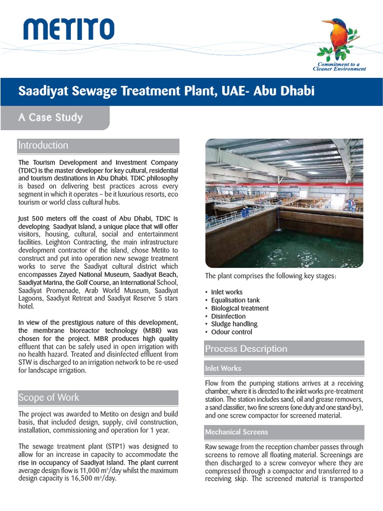 Saadiyat Sewage Treatment Plant, UAE-Abu Dhabi: A Case Study | PDF ...