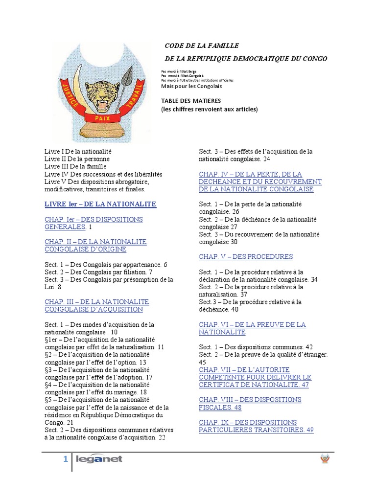 Code de la Famille en RDC 2016 | PDF | République démocratique du Congo ...