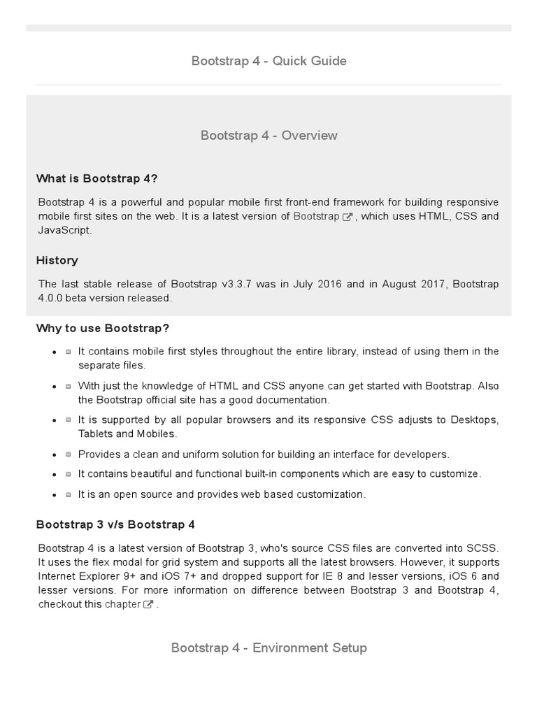 Bootstrap 4 - Quick Guide Overview | PDF | Bootstrap (Front End ...