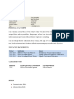 Curriculum Vitae Personal Information