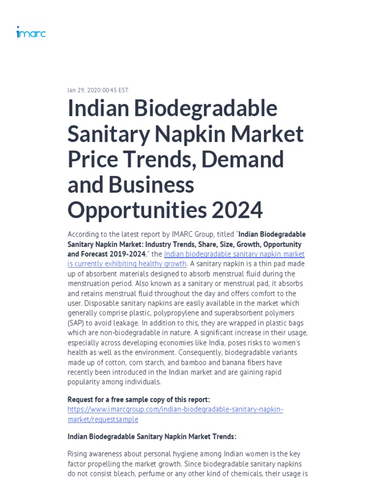 Indian Biodegradable Sanitary Napkin Market Price Trends, Demand and