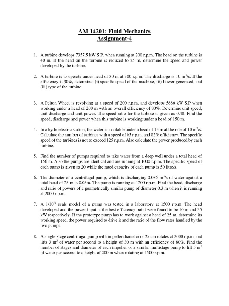AM 14201 Fluid Mechanics Assignment4 PDF