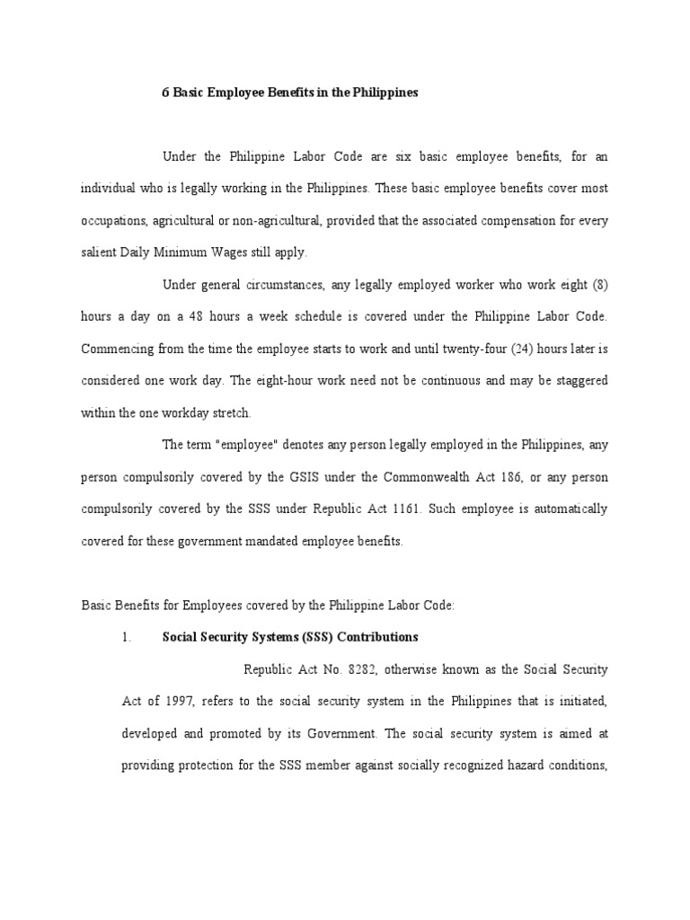 6 Basic Employee Benefits in The Philippines PDF