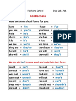 STD 3 Contractions English Lab Activity