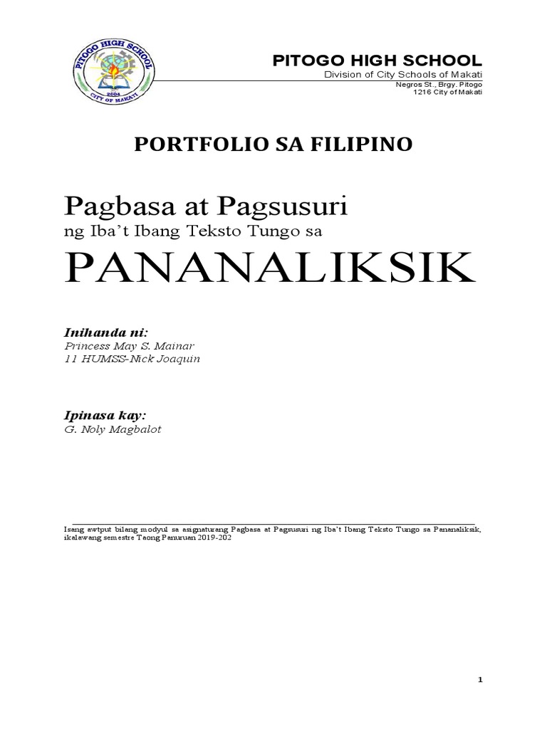 Pagbasa Modyul Pdf
