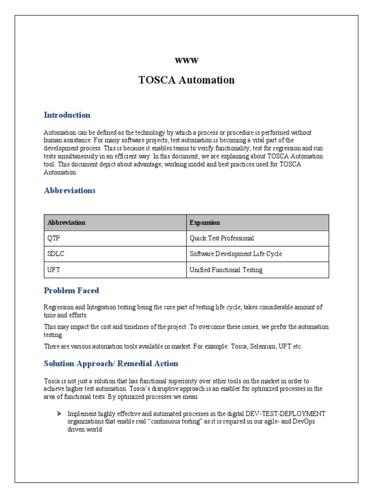 TOSCA Automation: Benefits & Best Practices | PDF | Software Testing ...