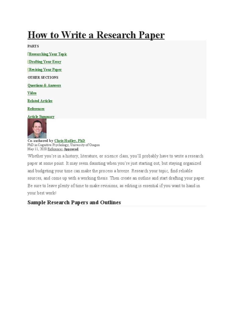 How To Write A Research Paper | PDF | Thesis | Academic Publishing