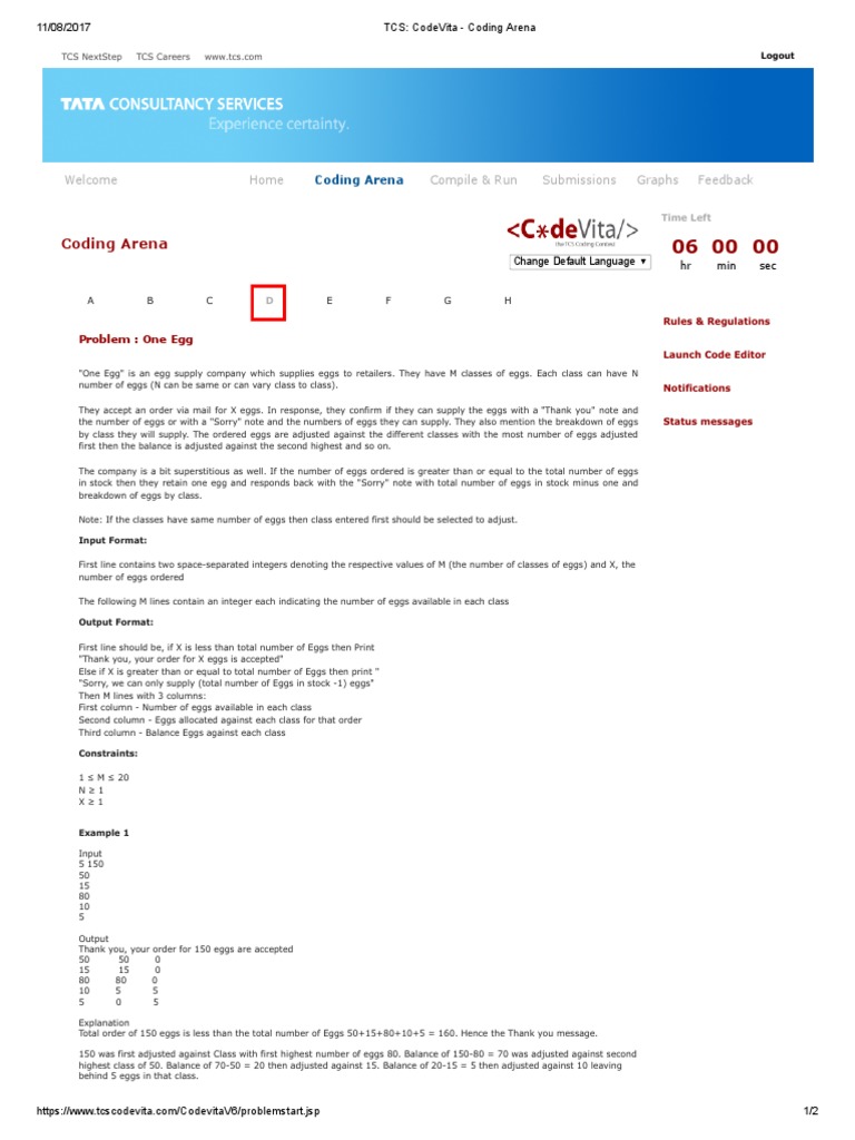 CodeVita 2017 Round 2 D | PDF | Notation | Programming Paradigms
