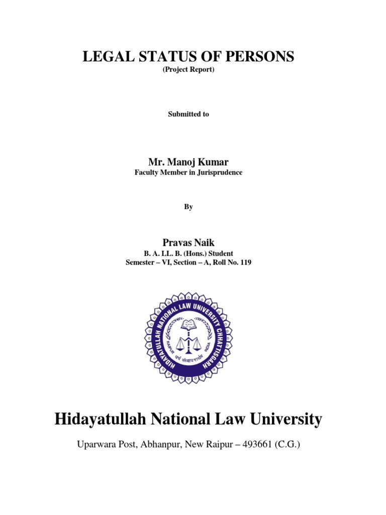Legal Status of Persons in Jurisprudence | PDF | Piercing The Corporate ...
