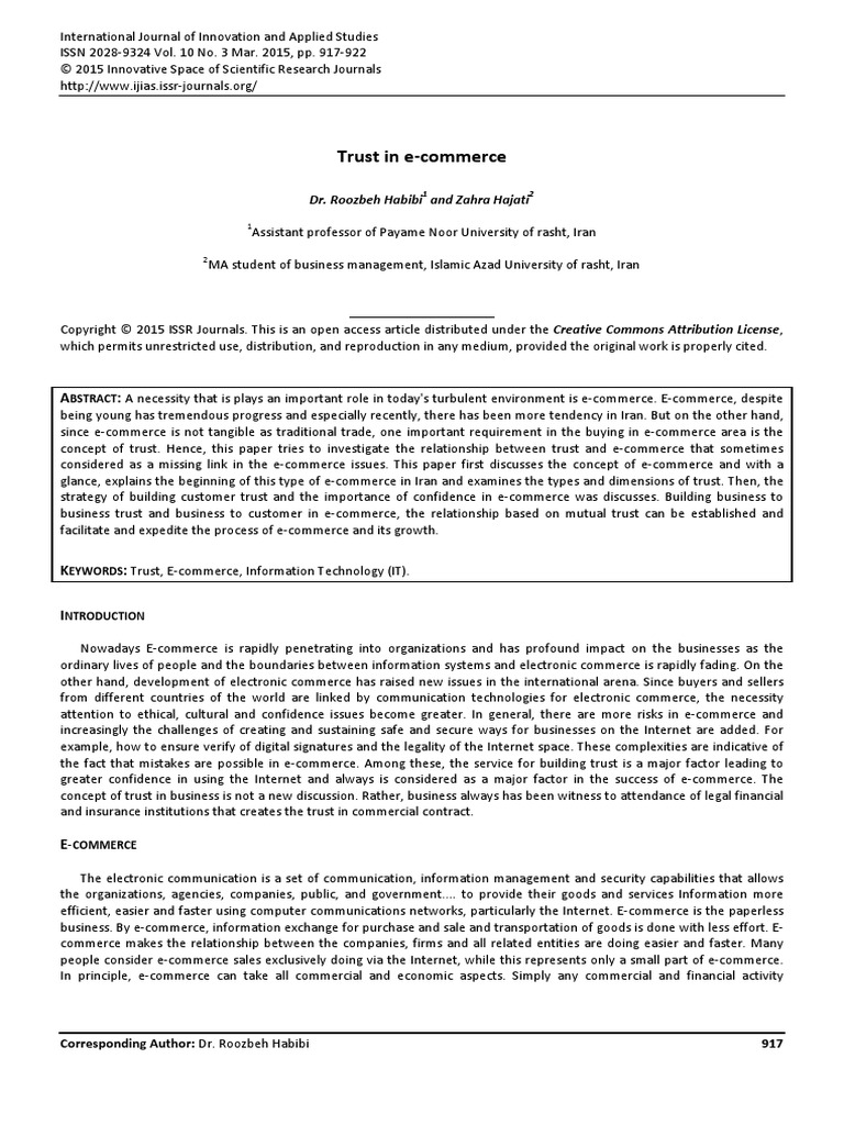 Trust in E-Commerce PDF | PDF | E Commerce | Online Shopping