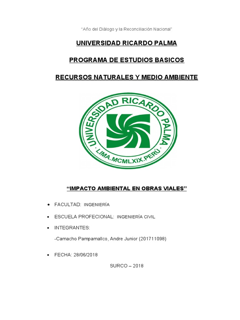 Impacto Ambiental en Obras Viales | PDF | Evaluación de impacto ...