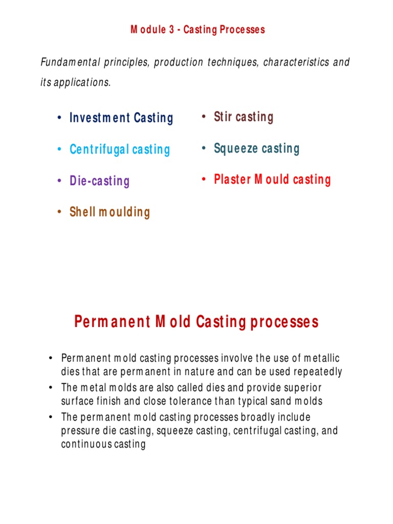 Special Casting Pdf Casting Metalworking Process Engineering