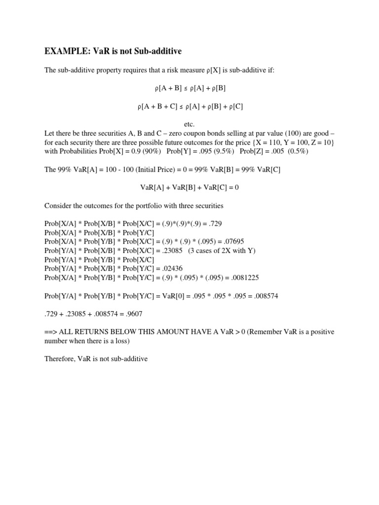 VaR and Sub-additivity Explained | PDF | Teaching Methods & Materials ...