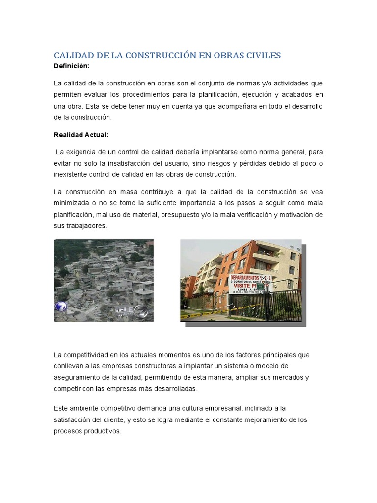 Control de Calidad en Obras Civiles | PDF | Iso 9000 | Calidad (comercial)