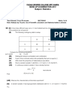 Send-Up Examination-2017 Subject: Statistics: Fazaia Degree College Arf Kamra