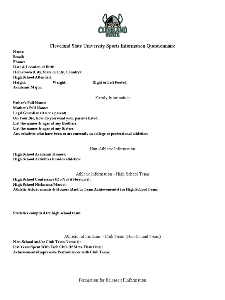 Recruit Questionnaire Soccer PDF Privacy Sports
