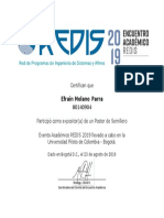 Certificado Poster Semillero REDIS 2019 1509