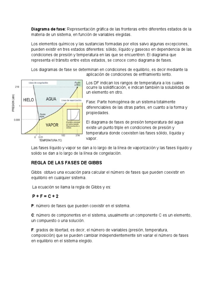 Diagramas de Fases y Equilibrio de Materia | PDF | Fase (materia ...