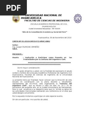 Carta Invitacion Pdf Ingenieria Aprendizaje