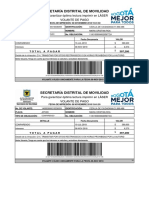 Secretaría Distrital de Movilidad: para Garantizar Óptima Lectura Imprimir en LÁSER Volante de Pago