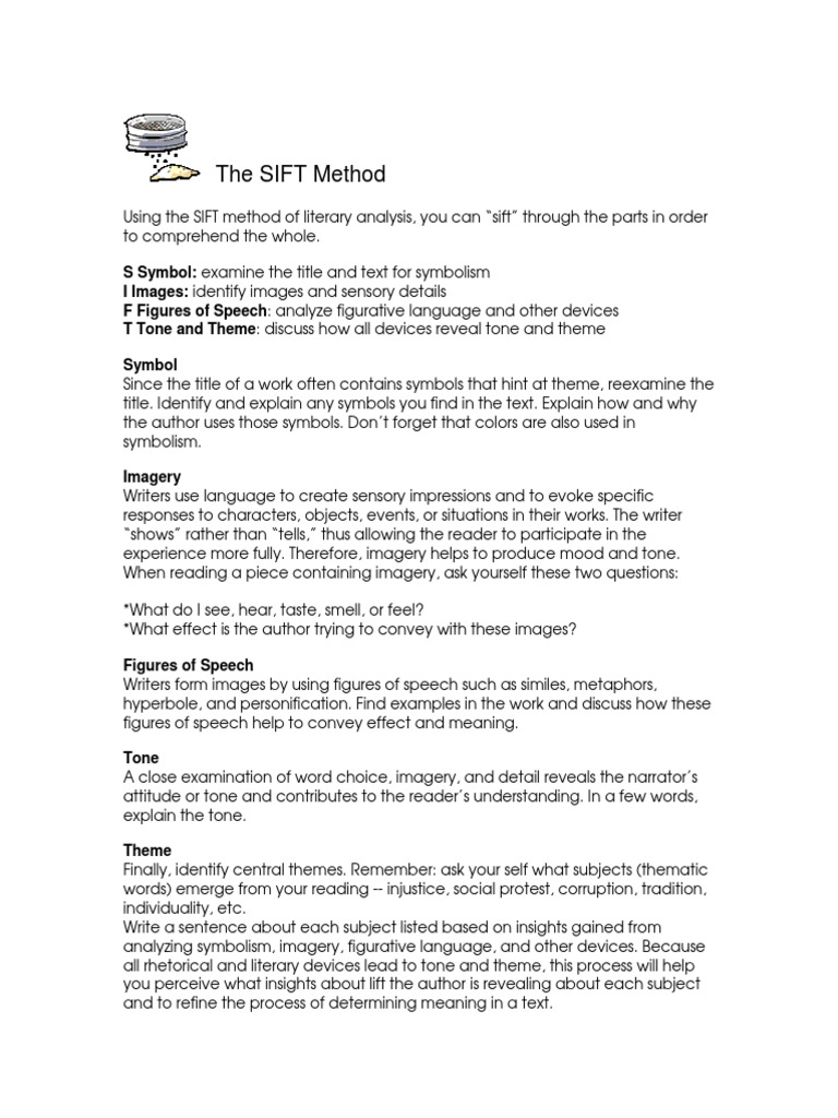 SIFT Method for Literary Analysis | PDF | Language Arts & Discipline ...