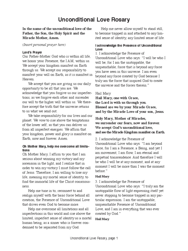 Unconditional Love Prayer Guide | PDF | God | Mary, Mother Of Jesus