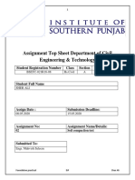 Assignment Top Sheet Department of Civil Engineering & Technology