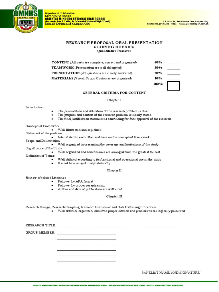 Research Proposal Oral Presentation | PDF | Cognitive Science | Inquiry