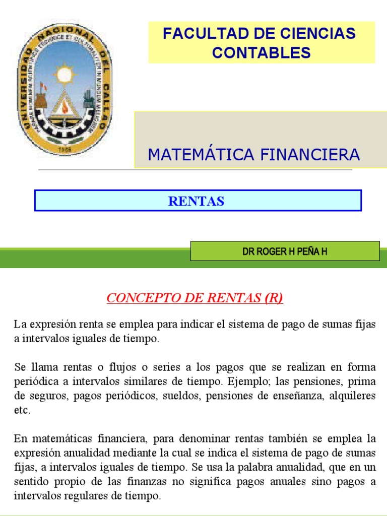 Conceptos Clave de Rentas Financieras | PDF | Finanzas Matemáticas | Dinero