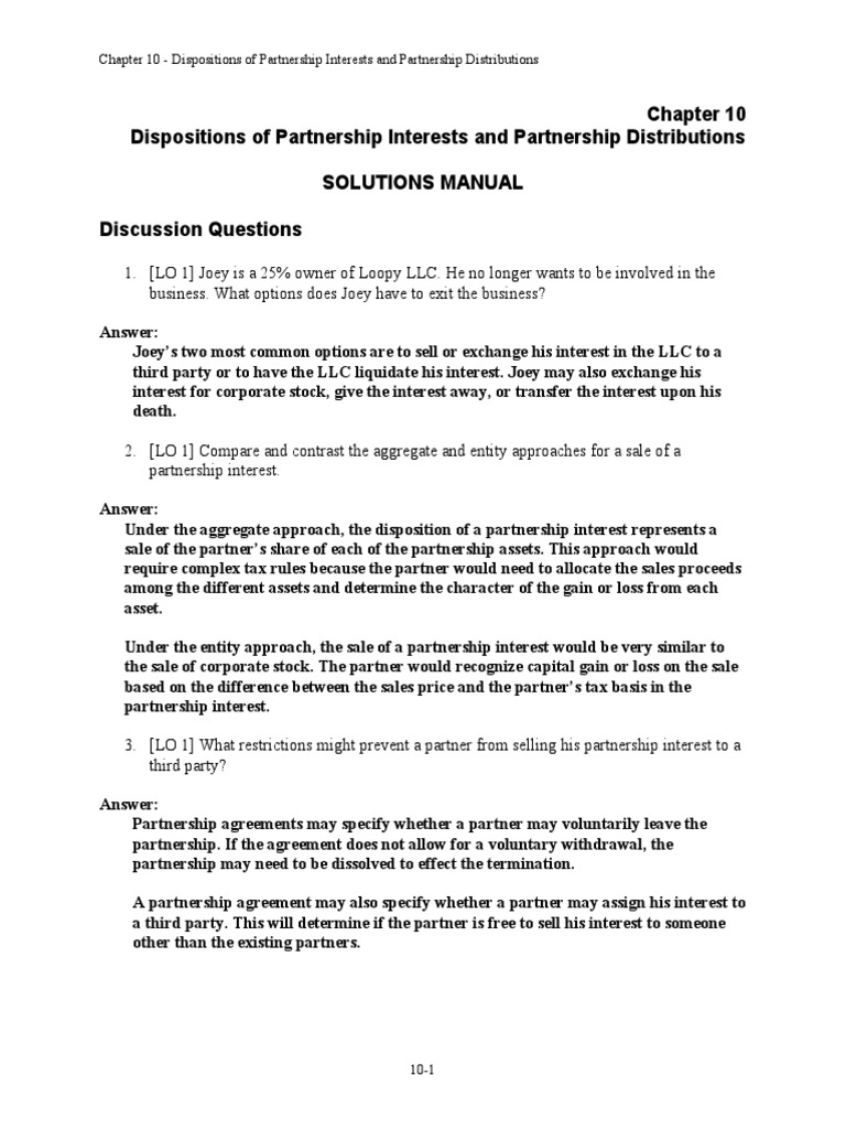 Dispositions of Partnership Interests | PDF | Partnership | Interest