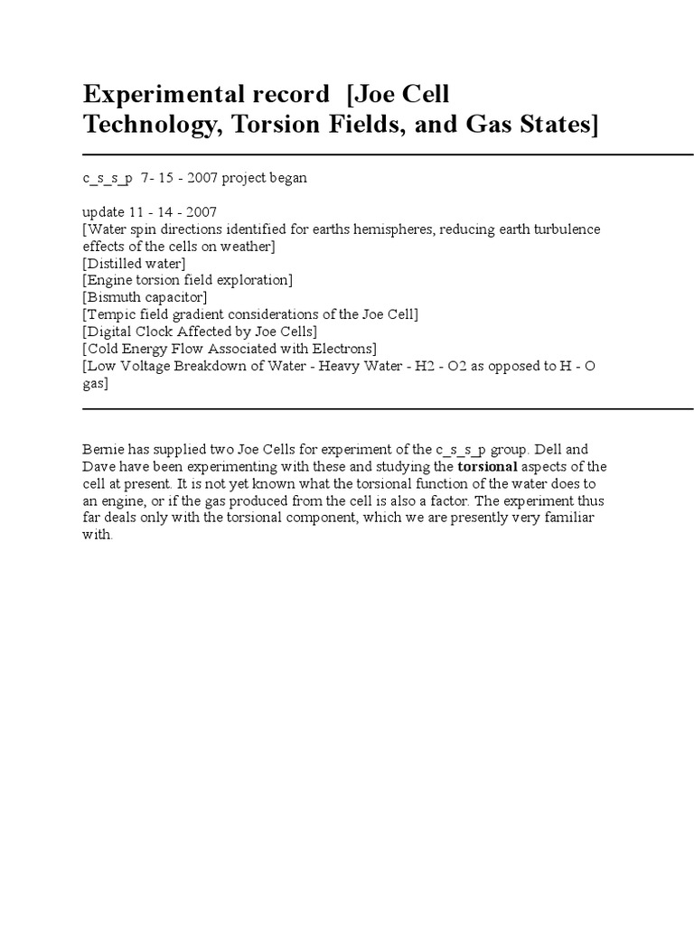 Joe Cell Technology: Torsion Field Insights | PDF | Vacuum Tube | Capacitor