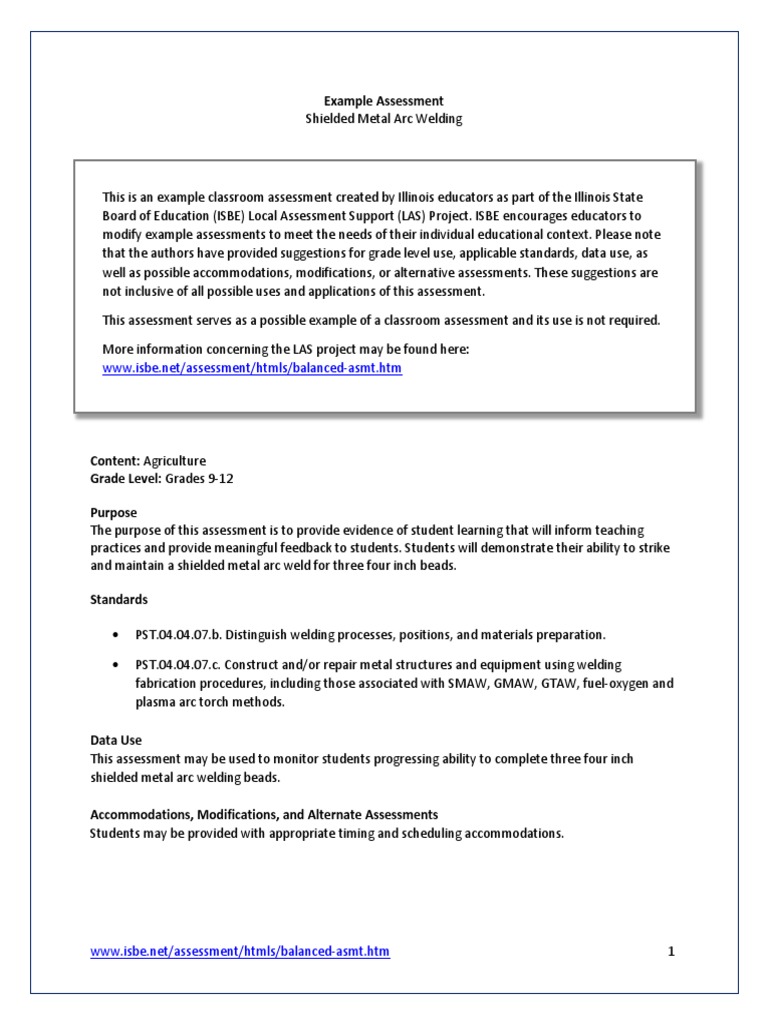 RUBRIC ShieldedMetalArcWelding PDF Welding Construction