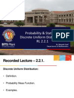 Probability & Statistics, Discrete Uniform Distribution, RL 2.2.1