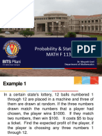 Probability & Statistics, Math F 113: BITS Pilani