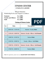 Fitness Center Timing&Membership Fee