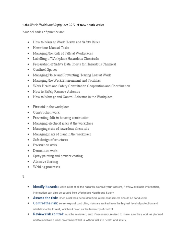 Assesment The Work Health and Safety Act 2011 of New South Wales | PDF ...
