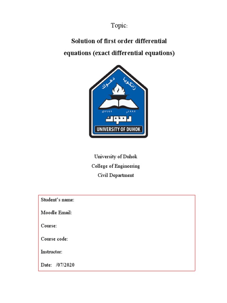 Solutions for First Order Differential Equations | PDF | Ordinary ...