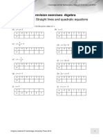 Worksheet 10: Straight Lines and Quadratic Equations: Core Revision Exercises: Algebra