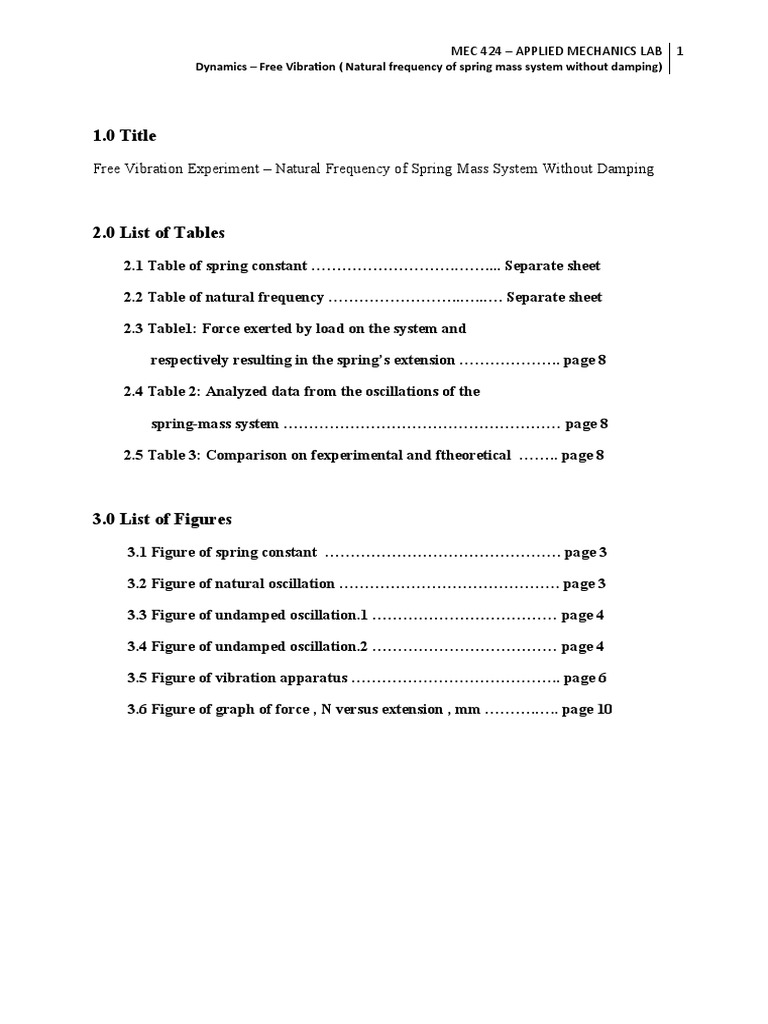 Complete Report Lab 1 PDF Oscillation Resonance