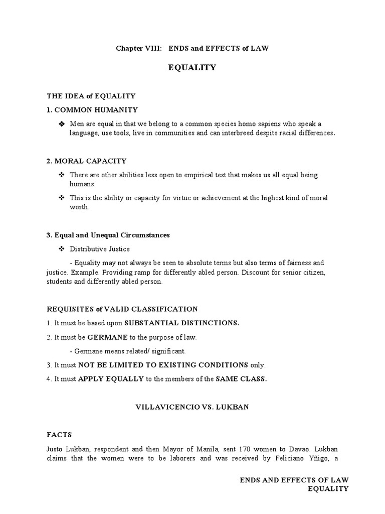Equality in Law: Key Cases & Principles | PDF | Equal Protection Clause ...