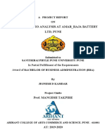 A Study On Ratio Analysis at Amar - Raja Battery LTD, Pune