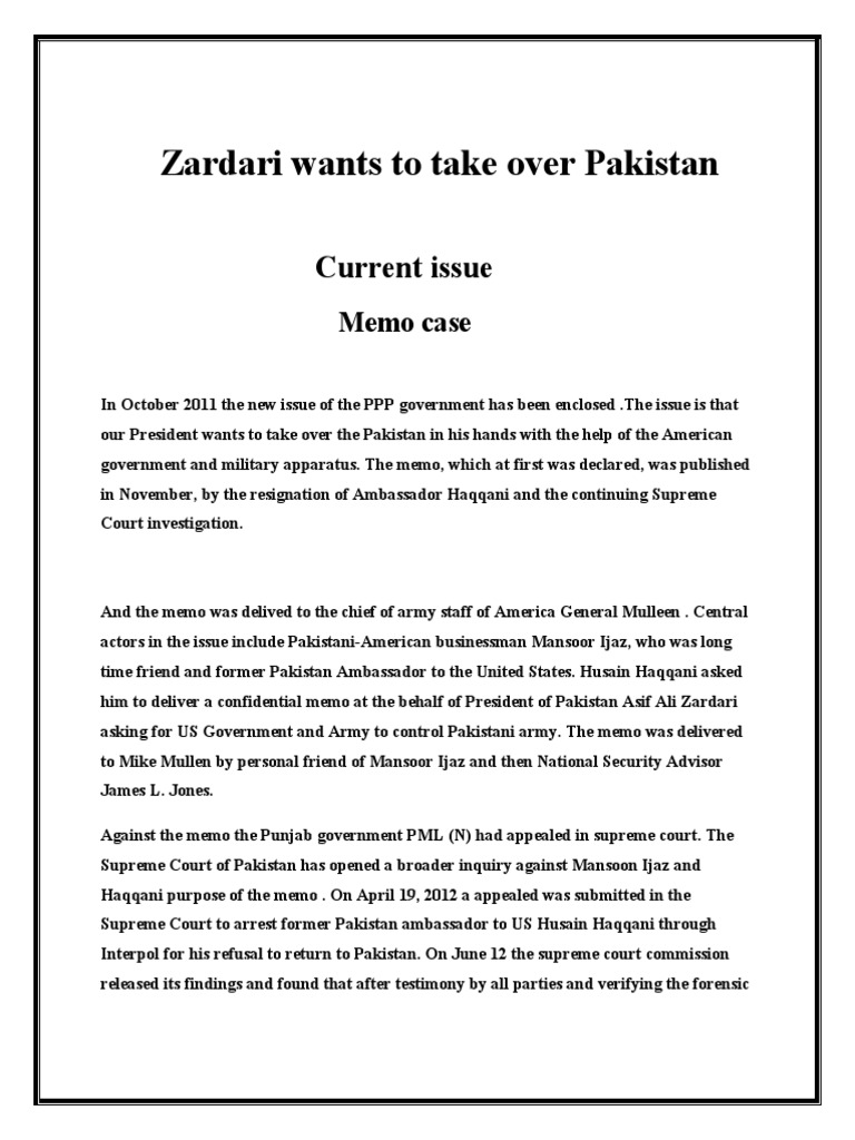 Zardari Wants To Take Over Pakistan: Current Issue | PDF | Politics Of ...