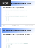 Pre-Assessment Questions: Java Binary Input/Output (I/O) Stream Classes