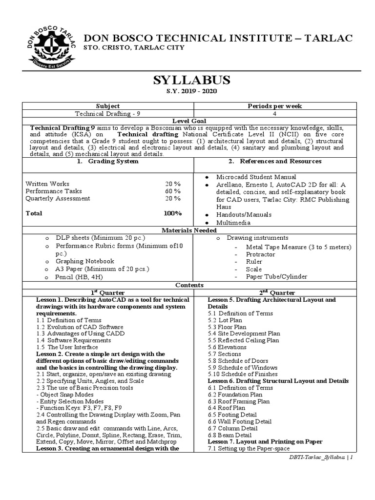 Grade 9 Technical Drafting Guide | PDF | Computer Aided Design | Page ...
