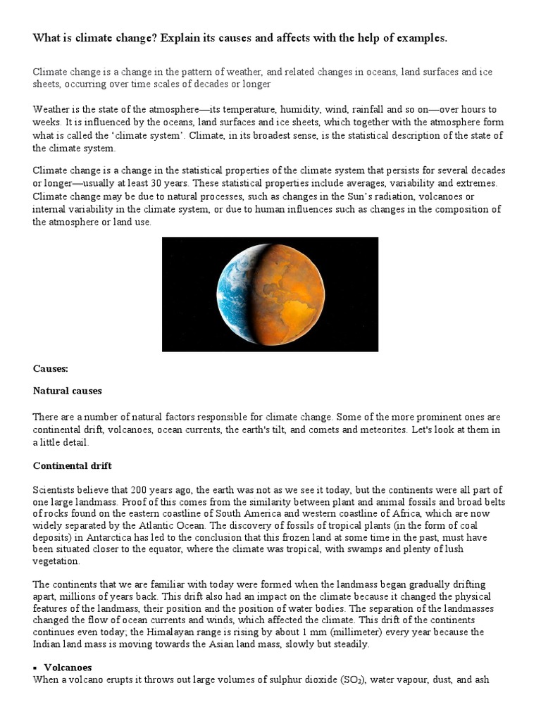 What Is Climate Change? Explain Its Causes and Affects With The Help of ...
