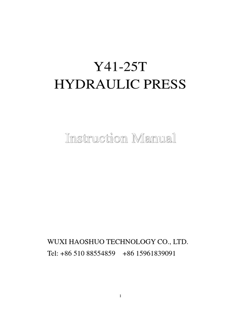 Hydraulic Press Machine Manual PDF Valve Equipment