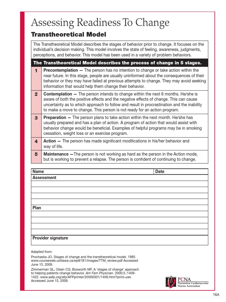 Assessing Readiness To Change: Transtheoretical Model | PDF | Self ...