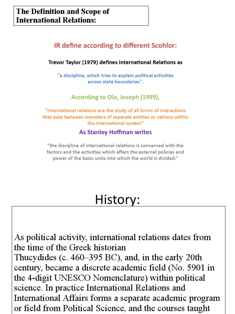 Definitions and Scope of International Relations | PDF | Nation State ...