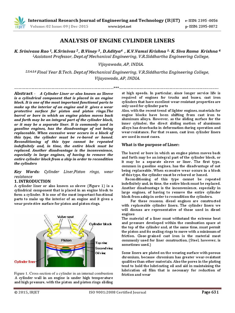 Analysis of Engine Cylinder Liners | PDF | Piston | Stainless Steel