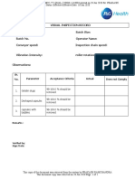 Annexure 1 - VISUAL INSPECTION RECORD